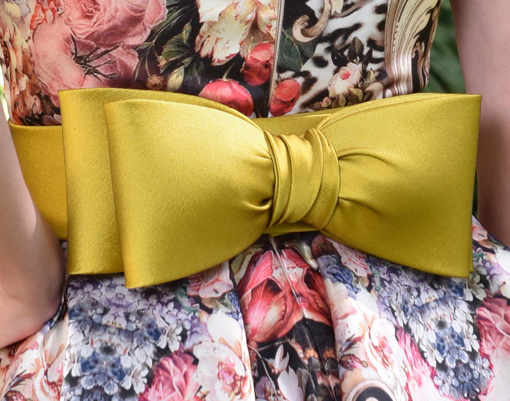 Floral dress with yellow accent bow